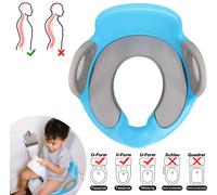 LZQ Siège de toilettes pour enfants Siège de toilettes Training Toilett Trainer Rehausseurs de toilettes pour bébés avec poignée antidérapante et protection anti-éclaboussures, bleu+gris