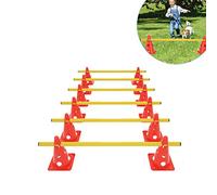 LZQ Sports Lot de 6 obstacles pour entraînement de coordination avec 12 cônes multifonctions et 6 barres d'entraînement pour enfants, sportifs ou chiens entraînement/thérapie