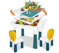 LZQ Table pour Enfant 5 en 1 avec chaises - avec 1 Chaise - Plateau Double Face - Table d'activités Multifonction avec Espace de Rangement