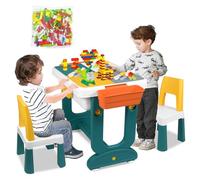 LZQ Table pour Enfant 5 en 1 avec Chaises - Jeu et Activités Multifonction - Plateau Double Face et Espace de Rangement