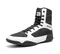 LZQpearl Boxschuhe, Modische High-Top Muay-Thai Wrestling Stiefel, Professionelle Kampfsport Sparring Sneaker Für Herren Damen (Black&White,42)