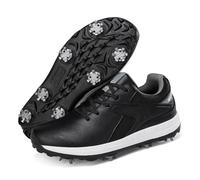 LZQpearl Chaussures De Golf Classiques, Chaussures De Golf Professionnelles À Pointes pour Hommes, Antidérapantes Baskets D'entraînement De Golf Confortables pour Tailles 39-49 (Black,40)