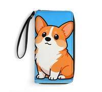 LZQPOEAS Corgi Portefeuille long en cuir synthétique avec fermeture éclair et motifs pour un usage quotidien