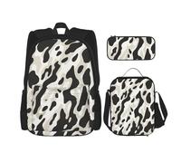LZQPOEAS Ensemble de 3 sacs à dos avec imprimé vache pour ordinateur portable, sac à déjeuner, trousse à crayons pour homme et femme, noir, taille unique, sacs à dos de voyage, Noir , Taille unique,
