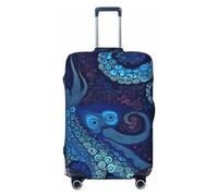 LZQPOEAS Housse de bagage anti-poussière et anti-rayures - Housse de protection élastique lavable - Bleu - Motif pieuvre - Pour bagages de 45,7 à 81,3 cm, Noir , S