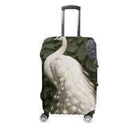 LZQPOEAS Housse de protection pour valise de voyage motif paon blanc lavable élastique anti-rayures pour adulte, Paon blanc., M