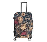 LZQPOEAS Housse de protection pour valise, housse de protection pour valise, fleurs foncées, housse de bagage lavable, élastique, anti-rayures, housse de protection pour valise personnalisée pour