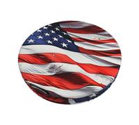 LZQPOEAS Housses de tabouret de bar rondes en velours doux avec élastique lavable, amovible et motif drapeau américain