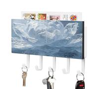 LZQPOEAS Ice Lotus Porte-clés mural en cuir synthétique avec 5 crochets pour clés d'entrée Compact adhésif avec plateau de rangement pour courrier pour la maison ou le couloir