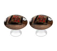 LZQPOEAS Lot de 2 boutons de tiroir de cartes à jouer - 2,8 cm en acier inoxydable - Poignées d'armoire de cuisine rondes élégantes pour cuisine, placard, meubles