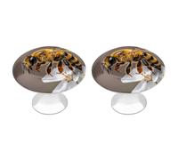 LZQPOEAS Lot de 2 boutons de tiroir ronds en acier inoxydable en forme d'abeille et fleur de 2,8 cm pour cuisine, placard, meubles