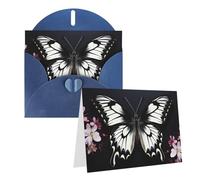 Lzqpoeas Lot de cartes de vœux vierges avec enveloppes Motif papillon Noir/blanc 10,2 x 15,2 cm Carte de vœux « Thinking of You » pour toutes les occasions