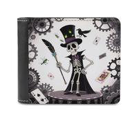 LZQPOEAS Magic Wand Skeleton Magician Wallet Extra Capacity Slim Bifold Wallet with Multiple Card Slots Men's Leather Wallets Travel Billfold