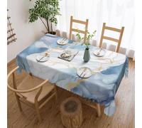 LZQPOEAS Nappe rectangulaire imperméable, anti-rayures, en marbre blanc et bleu, nappe douce et lavable, nappe décorative de style rustique pour salle à manger, cuisine, fête, mariage - 137 x 183 cm