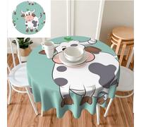 LZQPOEAS Nappe ronde de 152,4 x 152,4 cm - Motif vache mignonne - Imperméable - Résistante - Infroissable - Lavable - Pour cuisine et camping