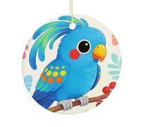 LZQPOEAS Pendentif rond en céramique à suspendre en forme d'ara, décoration d'intérieur double face personnalisée, légère et durable, cadeau pour la maison, les fêtes, les femmes et les hommes