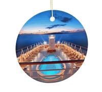LZQPOEAS Pendentif rond en céramique à suspendre en forme de bateau de croisière - Décoration d'intérieur personnalisée double face en céramique - Léger et durable - Cadeau pour la maison, les fêtes