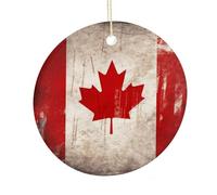 LZQPOEAS Pendentif rond rétro du Canada en céramique à suspendre, décoration d'intérieur double face personnalisée, décoration d'intérieur légère et durable, cadeau pour la maison, les fêtes, les