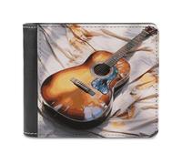 LZQPOEAS Portefeuille aquarelle pour guitare acoustique extra capacité, portefeuille fin à deux volets avec plusieurs emplacements pour cartes, portefeuille en cuir pour homme