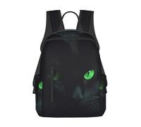 LZQPOEAS Sac à dos de voyage pour ordinateur portable - Sac à dos tendance pour femme et homme - Chat noir et yeux verts - Sac à dos léger pour la randonnée, noir, One Size