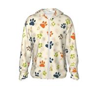 LZQPOEAS Sweat à capuche léger à manches longues avec protection solaire pour empreintes de pattes de chat ou de chien pour randonnée en plein air, noir, Large