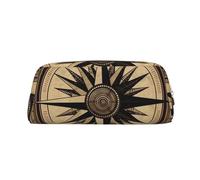 LZQPOEAS Trousse à crayons en cuir avec motif boussole et carte routière avec fermeture éclair pour homme et femme, doré, One Size, Sport