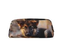 LZQPOEAS Trousse à crayons en cuir avec motif chiot berger allemand - Trousse de maquillage de voyage avec fermeture éclair - Pour homme et femme, doré, One Size, Sport