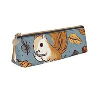 LZQPOEAS Trousse à crayons en cuir synthétique pour homme et femme avec fermeture éclair - Motif écureuil mignon - Trousse de maquillage portable pour pièces de monnaie et fournitures de bureau,