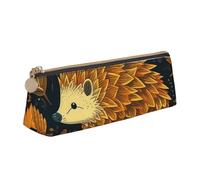 LZQPOEAS Trousse à crayons en cuir synthétique pour homme et femme - Avec fermeture éclair - Motif hérisson mignon - Trousse de maquillage portable - Petite pochette pour pièces de monnaie -