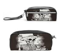 LZQPOEAS Trousse à crayons squelette Chef en cuir synthétique avec fermeture éclair étanche pour homme et femme