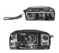 LZQPOEAS Trousse de maquillage rétro cool en cuir synthétique avec fermeture éclair étanche pour homme et femme