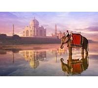 LZQZJD 1500 Pièces D'Éléphant De Jeu De Puzzle en Bois Adulte Devant Le Taj Mahal, Cadeau De Salle À Manger De Salon Adulte d'enfants