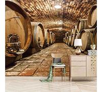 LZRNWP Papier Peint Panoramique Cave à vin vintage fûts bois 3D Huile sur Toile Toison Mur Tableaux Muraux Photo Décoration Murale Salon Chambre Fond d'écran Amovible Murales Adhesif 350x256cm