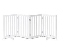 LZRS Barrière autoportante en Bois Massif de 76 cm de Haut, 4 Panneaux, pour Chiens de Tous âges, Blanche