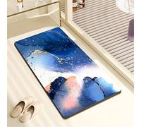 Lzryybz Tapis de Bain en Pierre de diatomite antidérapant Anti moisissure sèche Rapide Tapis de Douche à diatomées en Fil d’Or marbre en Pierre Tapis de Bain Absorbant en Caoutchouc Tapis de Bain