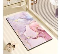 Lzryybz Tapis de Bain en Pierre diatomite antidérapant Anti moisissure sèche Rapide Douche à diatomées Fil d’Or marbre Absorbant Caoutchouc 60x90cm