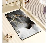 Lzryybz Tapis de Bain en Pierre diatomite antidérapant Anti moisissure sèche Rapide Douche à diatomées Fil d’Or marbre Absorbant Caoutchouc 60x90cm