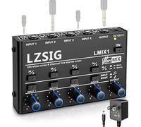 LZSIG Mini mixeur audio, mixeur de ligne stéréo pour sous-mixage, ultra silencieux, 4 canaux, contrôle indépendant du microphone dynamique, sortie et entrée TRS 6,35 mm et 0,3 cm, pour guitares