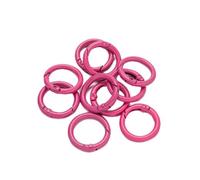 LZTDSBX Anneaux toriques à Ressort en métal, 50 pièces, fermoirs, Mousqueton Rond ouvrable, Clips for Porte-clés, connecteur de Boucles Crochet(Rose Red)