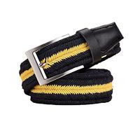 LZTDSBX Ceintures, Ceinture décontractée for Hommes for Corde élastique Toile cirée tressée tissée Extensible Ceinture Longue 3,5 cm de Largeur(Navy Yellow,105)