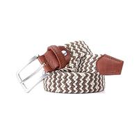 LZTDSBX Ceintures, Ceinture élastique tressée avec revêtement en Cuir for Hommes, Ceinture élastique tressée Extensible de 3,5 cm de Largeur(Brown Beige,100)