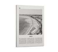 LZTEN Belle impression en noir et blanc, joli poster mural, belle affiche, France, Niça, Nissa, Nizza, Nicée, Provence-Alpes-Côte d'Azur, Côte d'Azur, Art mural sur toile