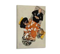 LZTEN Bridge Game, 1948 par Norman - Art mural Rockwell - Affiches sur toile - Peintures à l'huile - Décoration encadrée - 61 x 91,4 cm