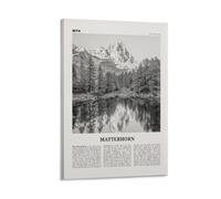 LZTEN Impression Cervin noir et blanc, Matterhorn Wall Art, Matterhorn Poster, Matterhorn Photo, Zermatt, Suisse Toile murale encadrée 30,5 x 45,7 cm