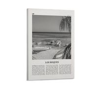 LZTEN Impression Los Roques en noir et blanc, art mural de Los Roques, poster de Los Roques, photo de Los Roques, décoration murale de Los Roques, carte de Los Roques, toile du Venezuela Wa