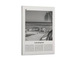 LZTEN Impression Los Roques en noir et blanc, art mural de Los Roques, poster de Los Roques, photo de Los Roques, décoration murale de Los Roques, carte de Los Roques, toile du Venezuela Wa