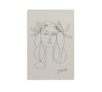 LZTEN Impression Pablo Picasso avec visage de fille, lithographie, noir et blanc, affiche moderne minimaliste abstraite, sans cadre, 60 x 90 cm