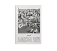 LZTEN Impression sur toile Beyrouth Skyline, Beyrouth en noir et blanc, décoration murale, poster de Beyrouth, sans cadre, 40,6 x 61 cm