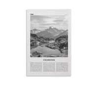 LZTEN Impression sur toile Chamonix en noir et blanc, poster de Chamonix, photo de Chamonix, décoration murale, Mont Blanc, France, pommes