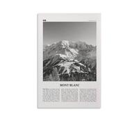 LZTEN Impression sur toile Mont Blanc Noir et Blanc, Mont Blanc, Mont Blanc, Photo du Mont Blanc, France, Italie, Lac de montagne Kubenskoye Décoration murale